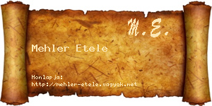 Mehler Etele névjegykártya
